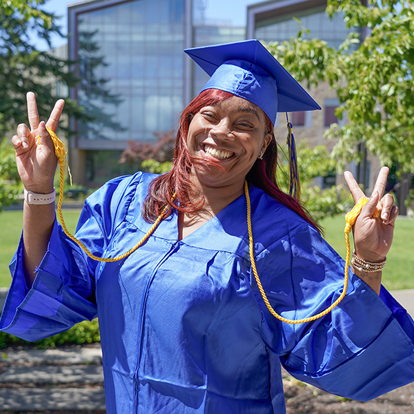 grad in blue regalia